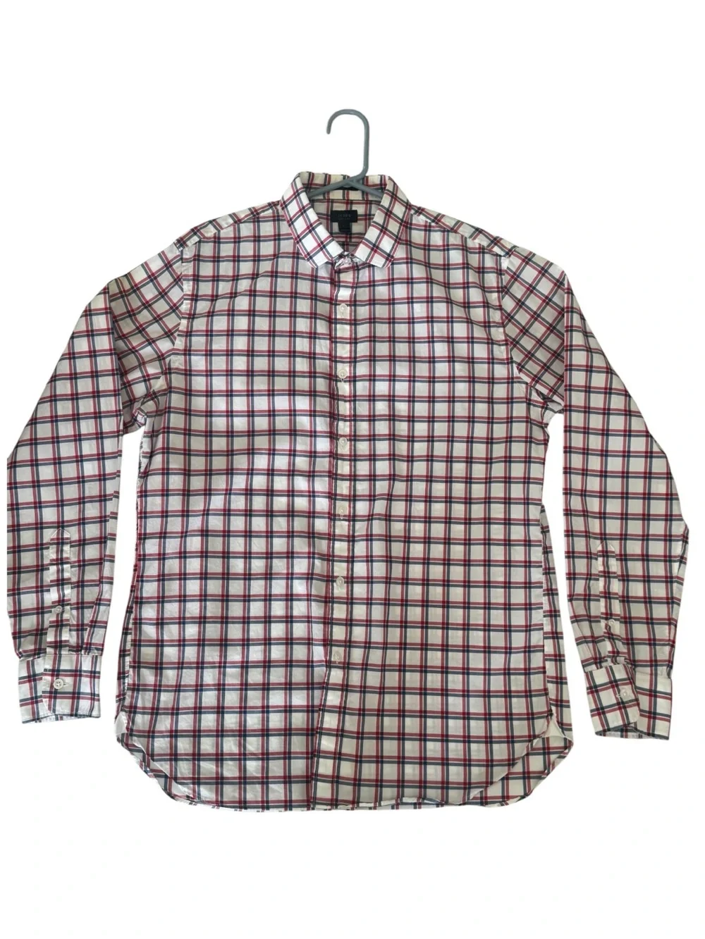 J.Crew Ludlow‎ Men's Plaid Dress Shirt 120s 2-Ply Cotton L Red White Blue
